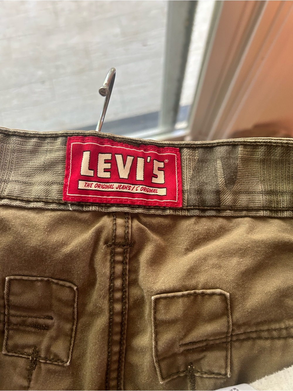 Levi's Olive Green shorts with Red Logo Patch